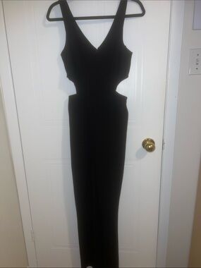 Black Cutout Sleeveless Jumpsuit - Sleek Evening Style